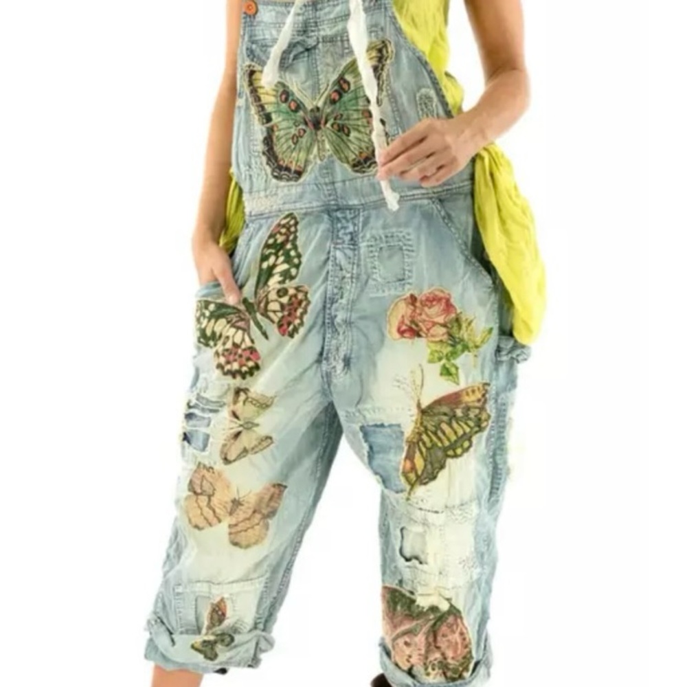 In search of……..                Blue Denim Overalls with Distressed Vintage Look